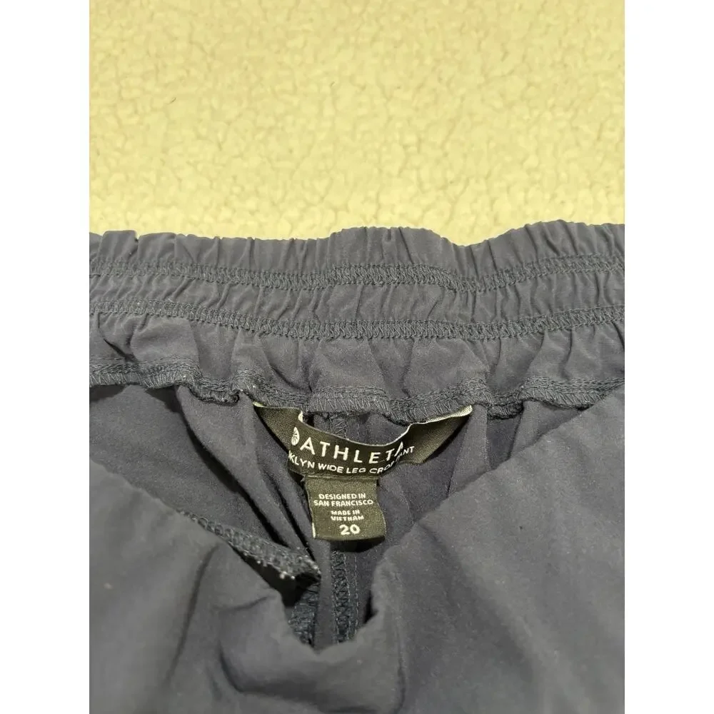 Athleta Brooklyn Wide Leg Crop Pant Womens 20 Navy Pull On Stretch Athleisure